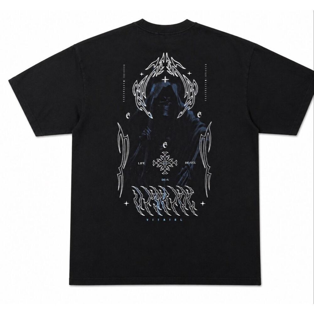 Pyknic Black Graphic T Shirt Goth Streetwear Dark Aesthetic Back Print Men’s SZ